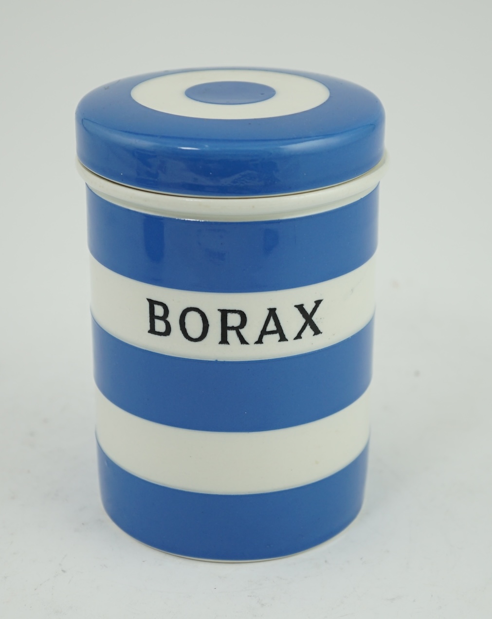T.G.Green Cornish Kitchenware, a 14cm lidded storage jar, Borax, Black Shield mark. Condition - good